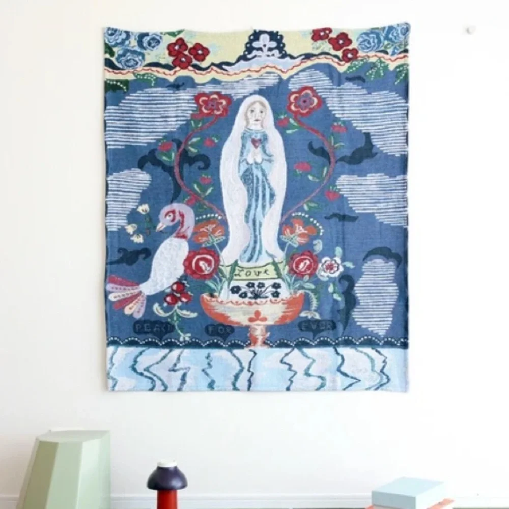 Last* Nathalie Lete MARIA illustration w/ Gobelins woven fabric! Wall tapestry!